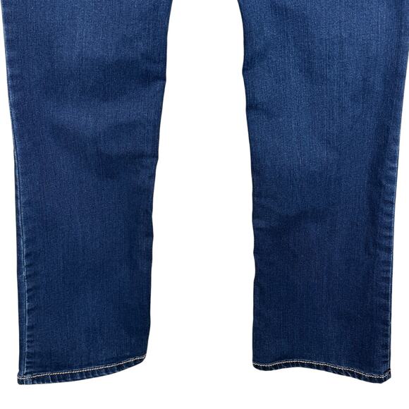 Wrangler SZ 9/10 Bootcut Jeans Mid-Rise Stretch Zip-Fly Whiskered Dark Wash Blue - Picture 6 of 10